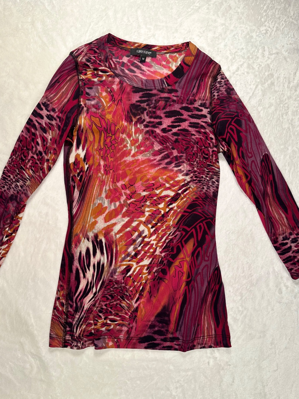 Vibrant Pink Multi Animal-Print Long Sleeve Top